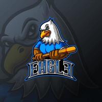 Eagle baseball mascot e sport logo design vector