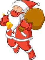 The Santa Claus using the red mask and holding the yellow bell vector