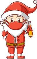 The Santa clause is using the Christmas hat and and mask and holding the bell for Christmas vector