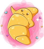 Smiling cute kawaii cartoon of croissant character vector