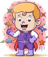 The super boy with the electric power and using the purple super costume vector