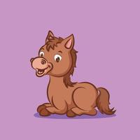 The horse with the brown fur is laying down with the smiling face vector