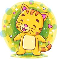 Cute cat standing and smiling vector