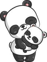 la linda mamá panda acuna a su bebé panda que duerme en su abrazo vector