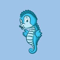 The seahorse with the blue color is posing with the good expression vector