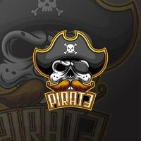 diseño de logotipo de juego de mascota piratas vector