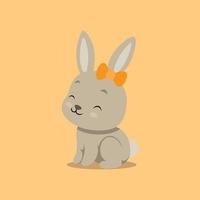 The rabbit with the little ribbon hairclip on her ears is sitting vector