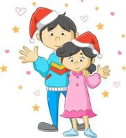 couple using celebrate the Christmas vector