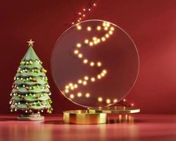 Merry Christmas event product display podium with decoration background 3d rendering