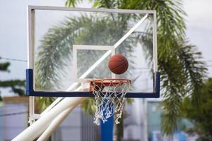 Basketball ring with net photo