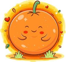Smiling cute kawaii cartoon of orange character vector