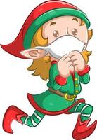 The little elf with the white mask is running vector