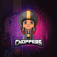 The choppers biker mascot esport logo design vector