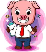 A pig stand with checklist and to do list vector