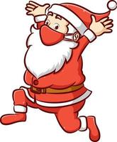 The fat Santa clause with the long white beard is running with the shock expression on his face vector