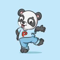 The young panda with the casual costume is dancing vector