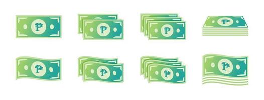 Philippine Peso Banknote Icon Set vector