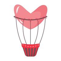 Globo de aire caliente en forma de corazón. concepto de feliz día de san valentín. vector