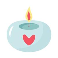 Aromatic round candle with a heart. vector