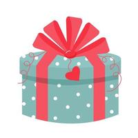 Gift box in polka dot with bow and heart label vector