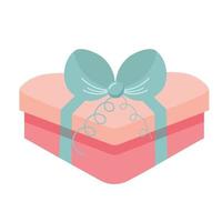 caja de regalo en forma de corazón con bonito lazo. vector