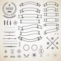 Retro vintage label and ribbon. Design elements. Vector illustration