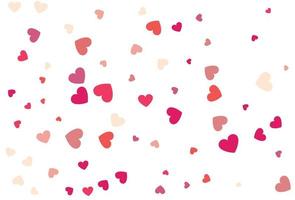 Red and pink flying hearts isolated on white background. vector