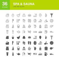 iconos de glifos web de línea de sauna vector