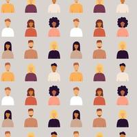 Trendy People Portrait Seamless Pattern vector