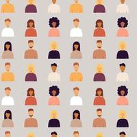 Trendy People Portrait Seamless Pattern vector