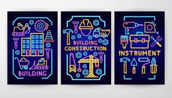 Construction Neon Flyer Concepts vector