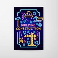 Building Construction Neon Flyer vector