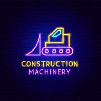 Construction Machinery Neon Label vector