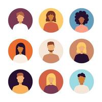 People Portraits Icons Set vector