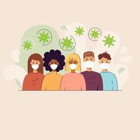 Coronavirus Trendy People with Masks vector