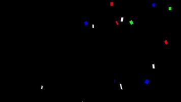 wit op de achterkant, rode, blauwe en groene confetti op de voorkant video