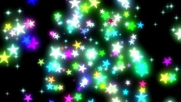 Background video with colorful stars created by computer graphics