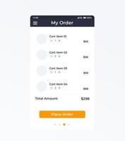 Place Order mobile ui design, vector