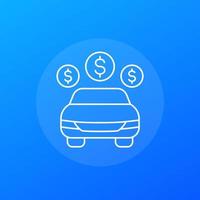 car payments, cost linear vector icon