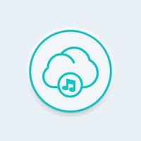 music in cloud line icon, sign, vector illustration