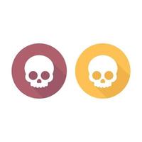 skull icon, flat round icon isolated on white, skull symbol, simple skull pictogram, vector illustration