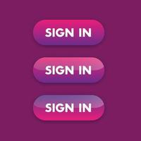 sign in buttons for web, vector illustration