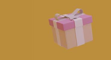 Gift box on yellow background. 3d illustration background. photo