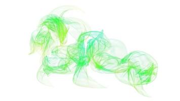 green and yellow colorful smoked Interesting funky colored smoke splash isolated on white.