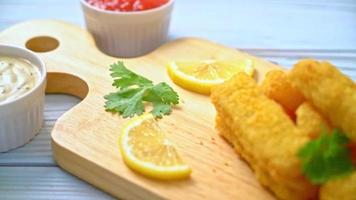 fried fish finger or french fries fish with sauce