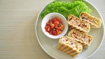 Mexican Quesadilla Chicken - Tortilla wrapped chicken and mexican sauce and cheese - Mexican food style- Mexican food style video