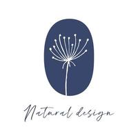 Minimalistic botanical logo. Plant, eco-friendly, elegant, delicate, hand-drawn emblem. vector