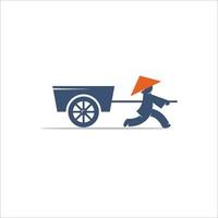 A Chinese man with cart. Vector logo, sign.