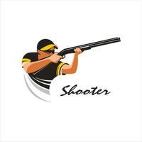 Shooter. Shooting from a gun on plates mark, logo. Vector Illustration. Isolated on white background.