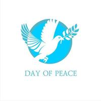 Dia Internacional de la Paz. la paloma de la paz. logo de una paloma blanca y una rama de olivo. vector